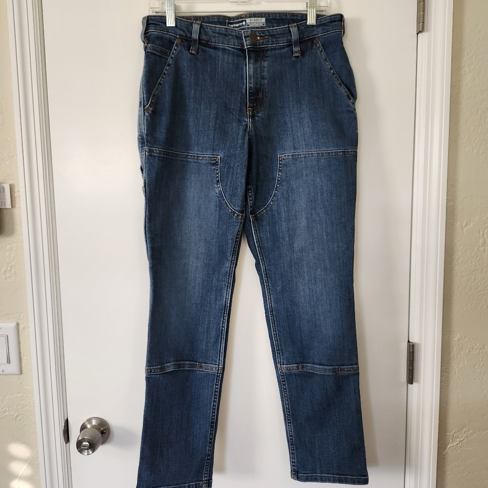 NEW Carhartt Rugged Flex Straight Fit Double Front Jeans Women 8 Short